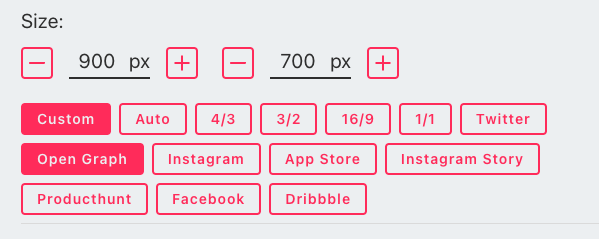 Panel with sizes